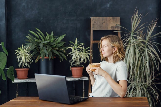 woman working at laptop