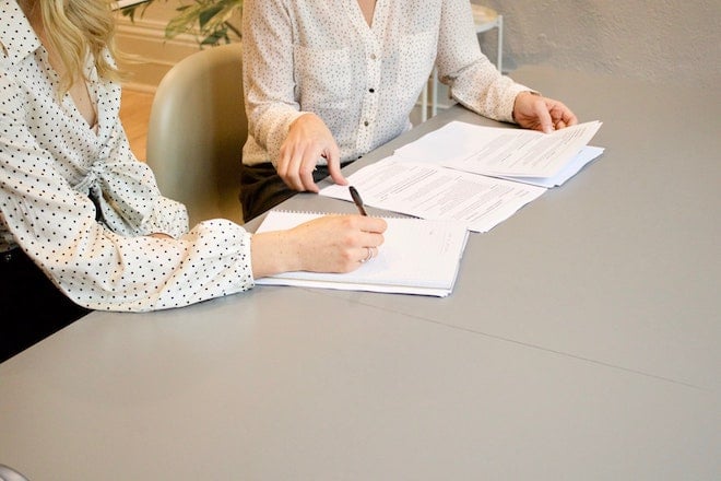 two women business meeting