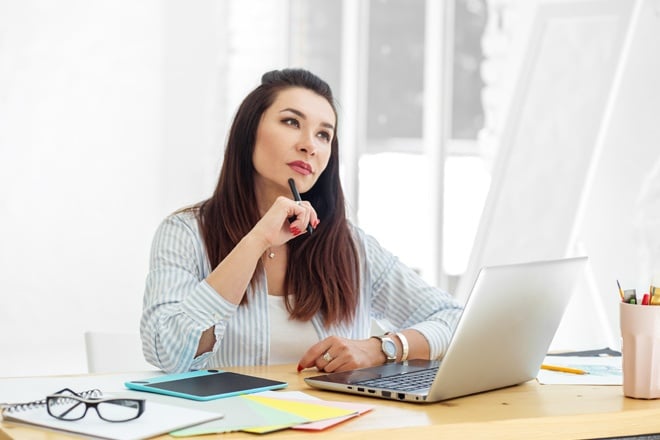 businesswoman thinking pose